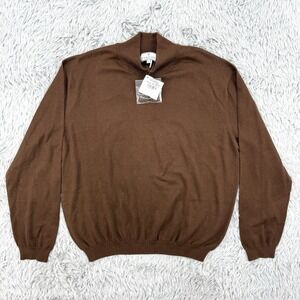 Peruvian Connection Sweater‎ Men's L Walnut NWT Mock Neck Preppy Old Money